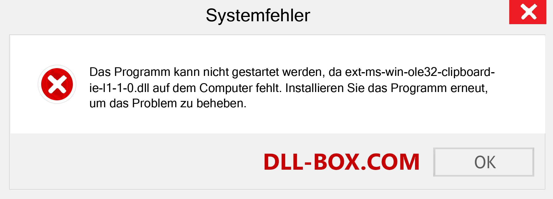 ext-ms-win-ole32-clipboard-ie-l1-1-0.dll-Datei fehlt?. Download für Windows 7, 8, 10 - Fix ext-ms-win-ole32-clipboard-ie-l1-1-0 dll Missing Error unter Windows, Fotos, Bildern