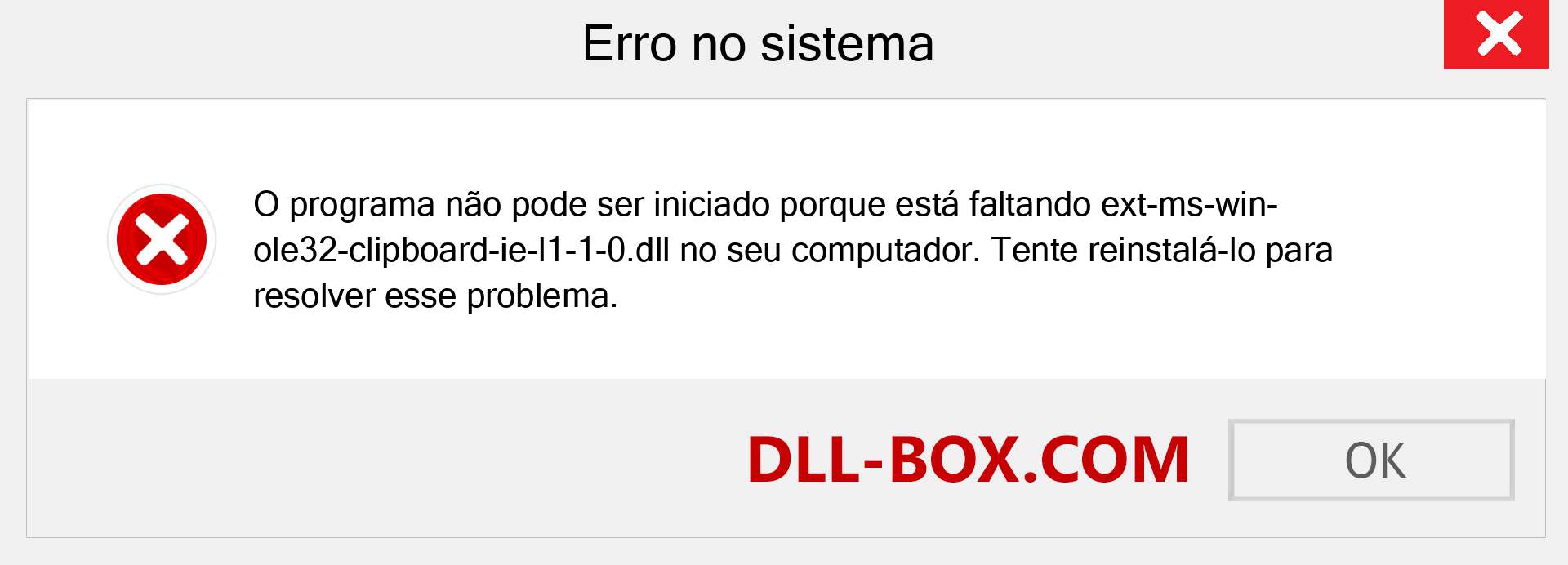 Arquivo ext-ms-win-ole32-clipboard-ie-l1-1-0.dll ausente ?. Download para Windows 7, 8, 10 - Correção de erro ausente ext-ms-win-ole32-clipboard-ie-l1-1-0 dll no Windows, fotos, imagens